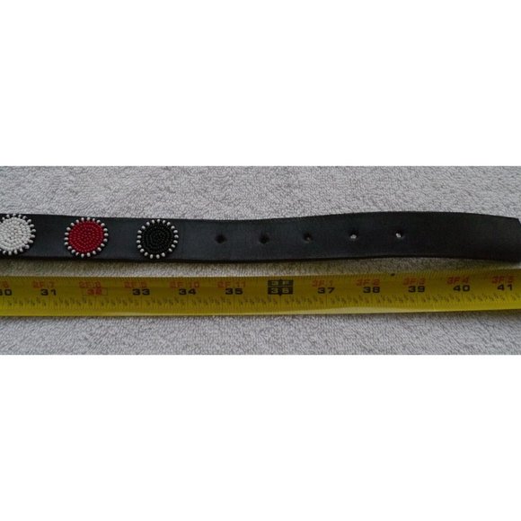 Belt Beaded Circles Handmade Masaai Maasai Masai leather Sz 35 (34\